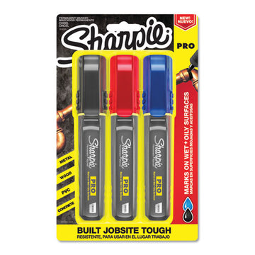 Sharpie® Pro Permanent Marker, Broad Chisel Tip, Assorted Colors, 3-pack freeshipping - TVN Wholesale